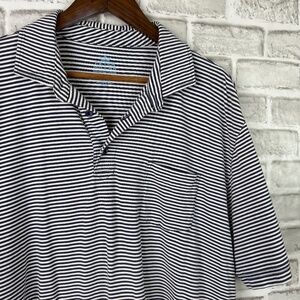 Peter Millar Mountaiside Collection Dark Navy Striped Cotton Golf Polo Men LARGE
